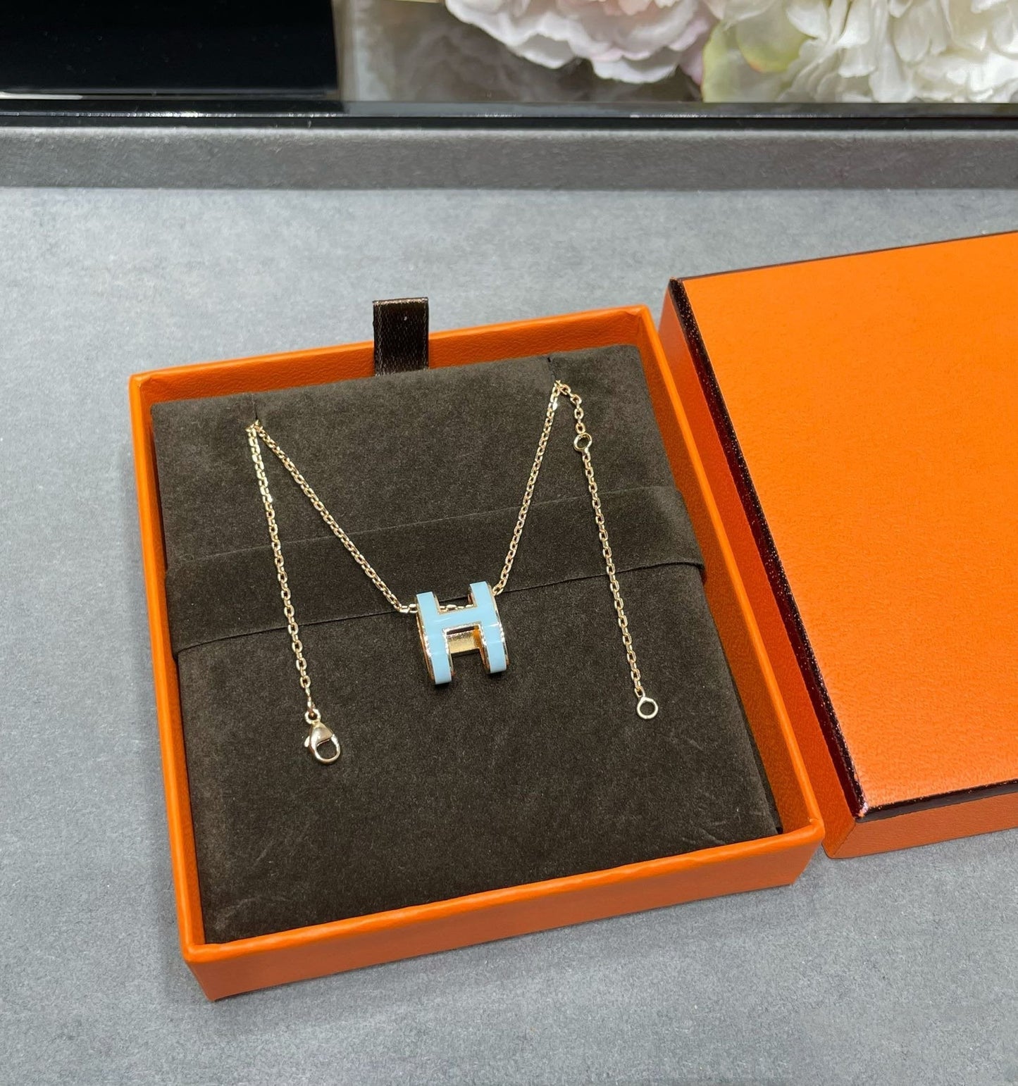 [Amore Jewelry]POP H SKY BLUE NECKLACE
