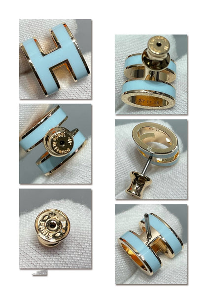 [Amore Jewelry]POP H SKY BLUE STUD EARRINGS