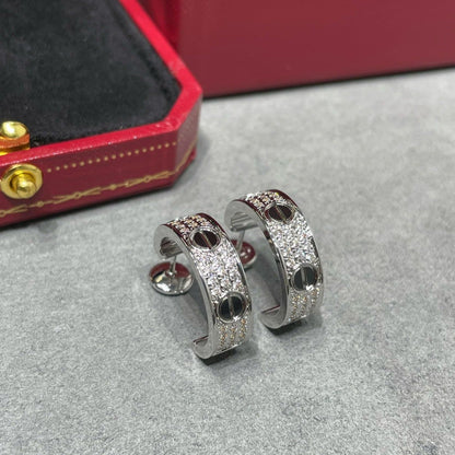 [Amore Jewelry]LOVE CERAMIC DIAMOND PAVED SILVER EARRINGS