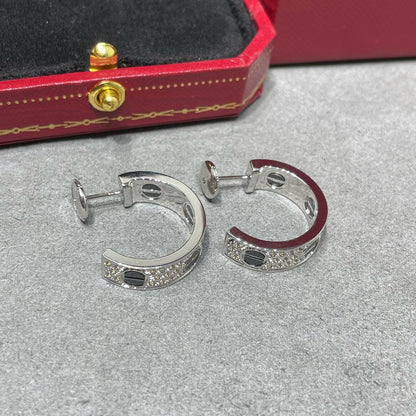 [Amore Jewelry]LOVE CERAMIC DIAMOND PAVED SILVER EARRINGS