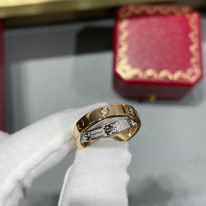 [Amore Jewelry]LOVE PINK GOLD SILVER DIAMOND DOUBLE RING