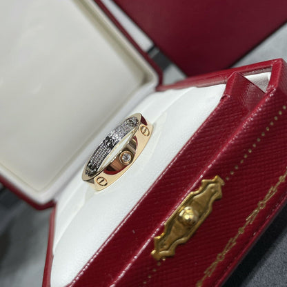 [Amore Jewelry]LOVE PINK GOLD SILVER DIAMOND DOUBLE RING