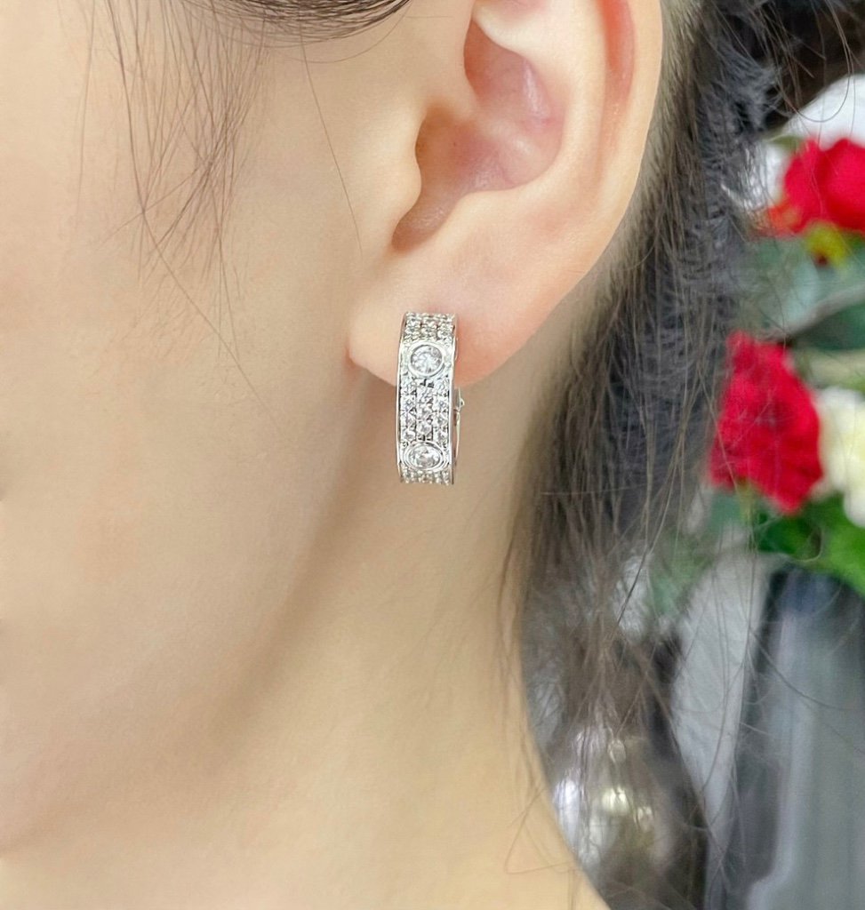 [Amore Jewelry]LOVE 5.5MM DIAMOND PAVED EARRINGS