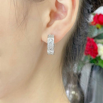 [Amore Jewelry]LOVE 5.5MM DIAMOND PAVED EARRINGS