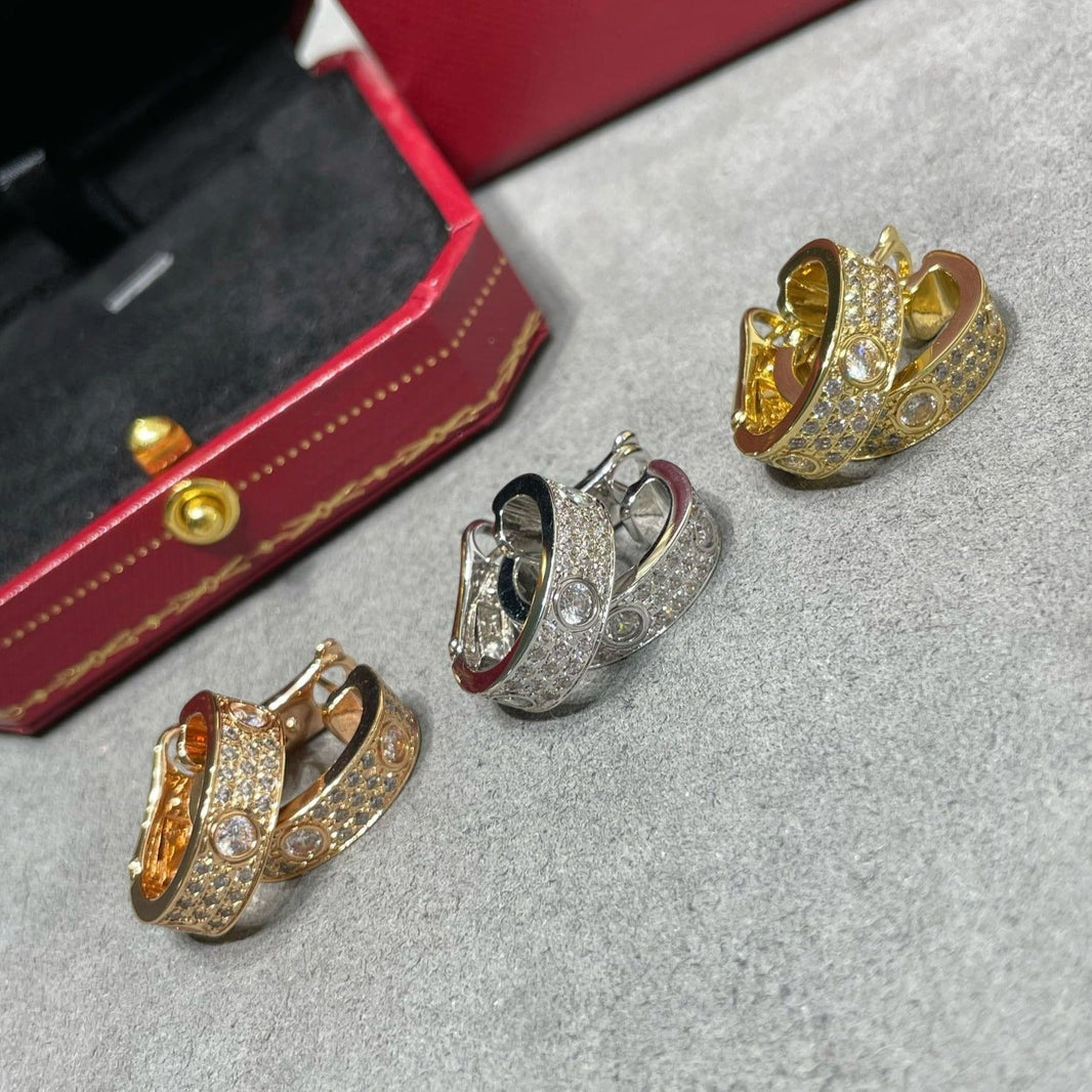 [Amore Jewelry]LOVE 5.5MM DIAMOND PAVED EARRINGS