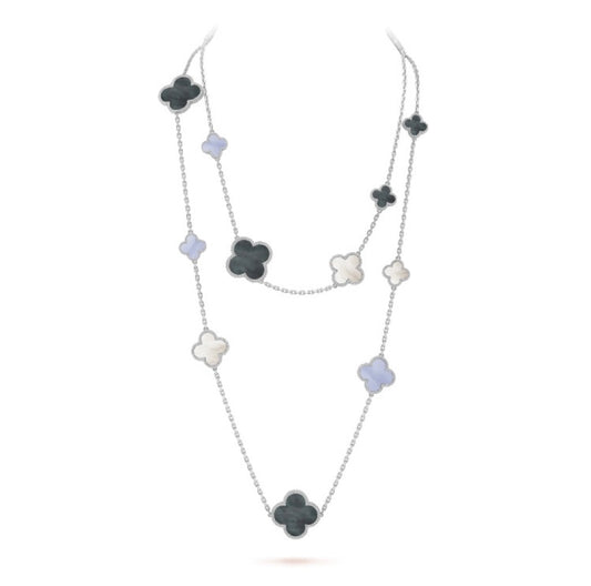 [Amore Jewelry]CLOVER 16 MOTIF CHALCEDONY MOP SILVER NECKLACE