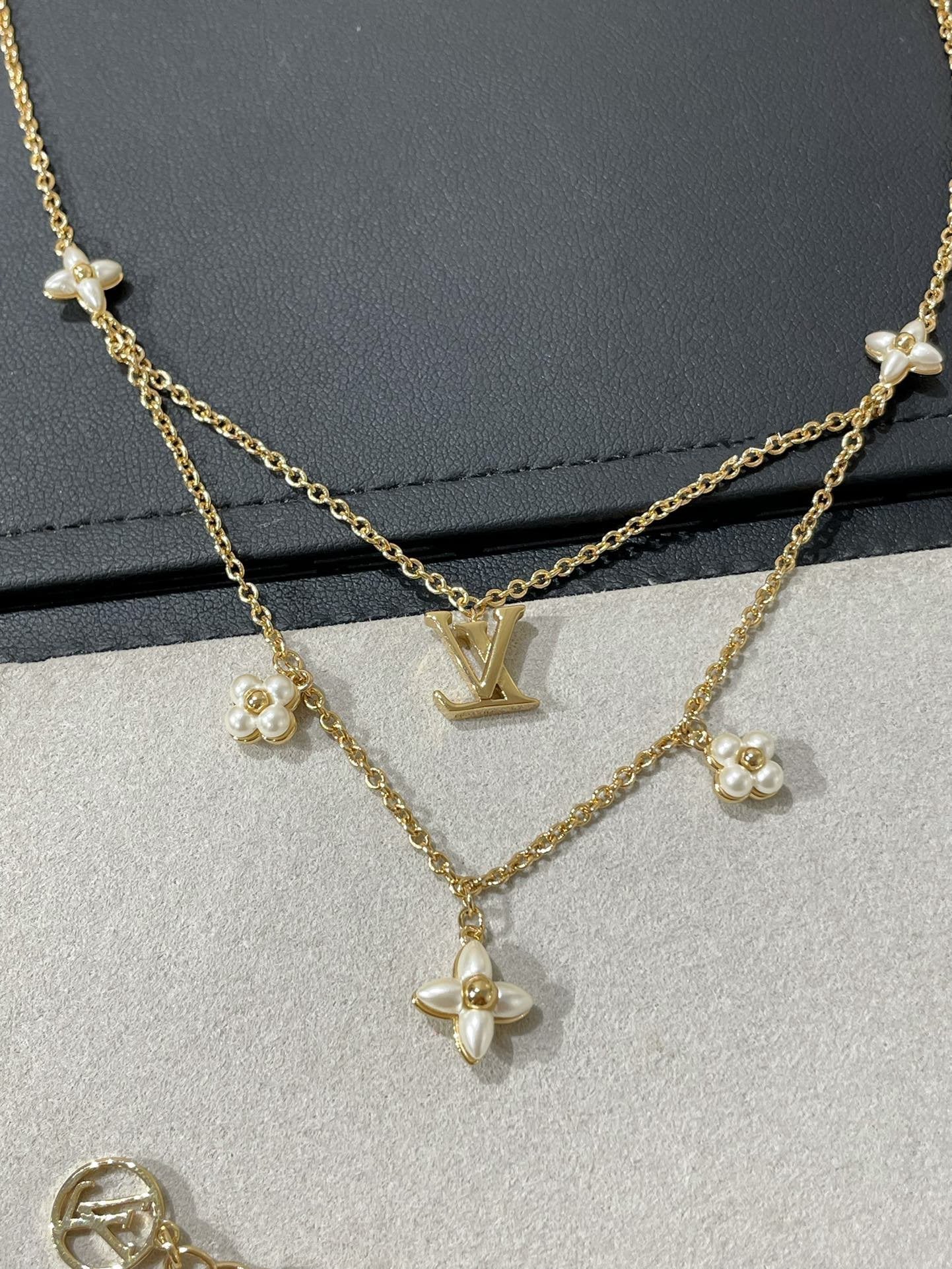 [Amore Jewelry]FLOWERGRAM GOLD MOP DOUBLE ROW NECKLACE