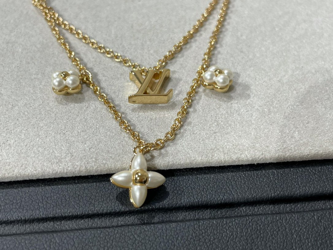 [Amore Jewelry]FLOWERGRAM GOLD MOP DOUBLE ROW NECKLACE