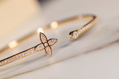 [Amore Jewelry]IDYLLE GOLD OPEN BRACELET DIAMOND PAVED