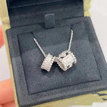 [Amore Jewelry]PERLEE DOUBLE PENDANT SILVER DIAMOND NECKLACE