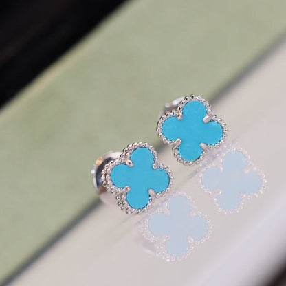 [Amore Jewelry]CLOVER MINI TURQUOISE SILVER STUD EARRINGS