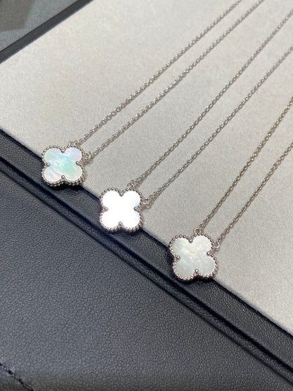 [Amore Jewelry]CLOVER MEDIUM SILVER WHITE MOP NECKLACE