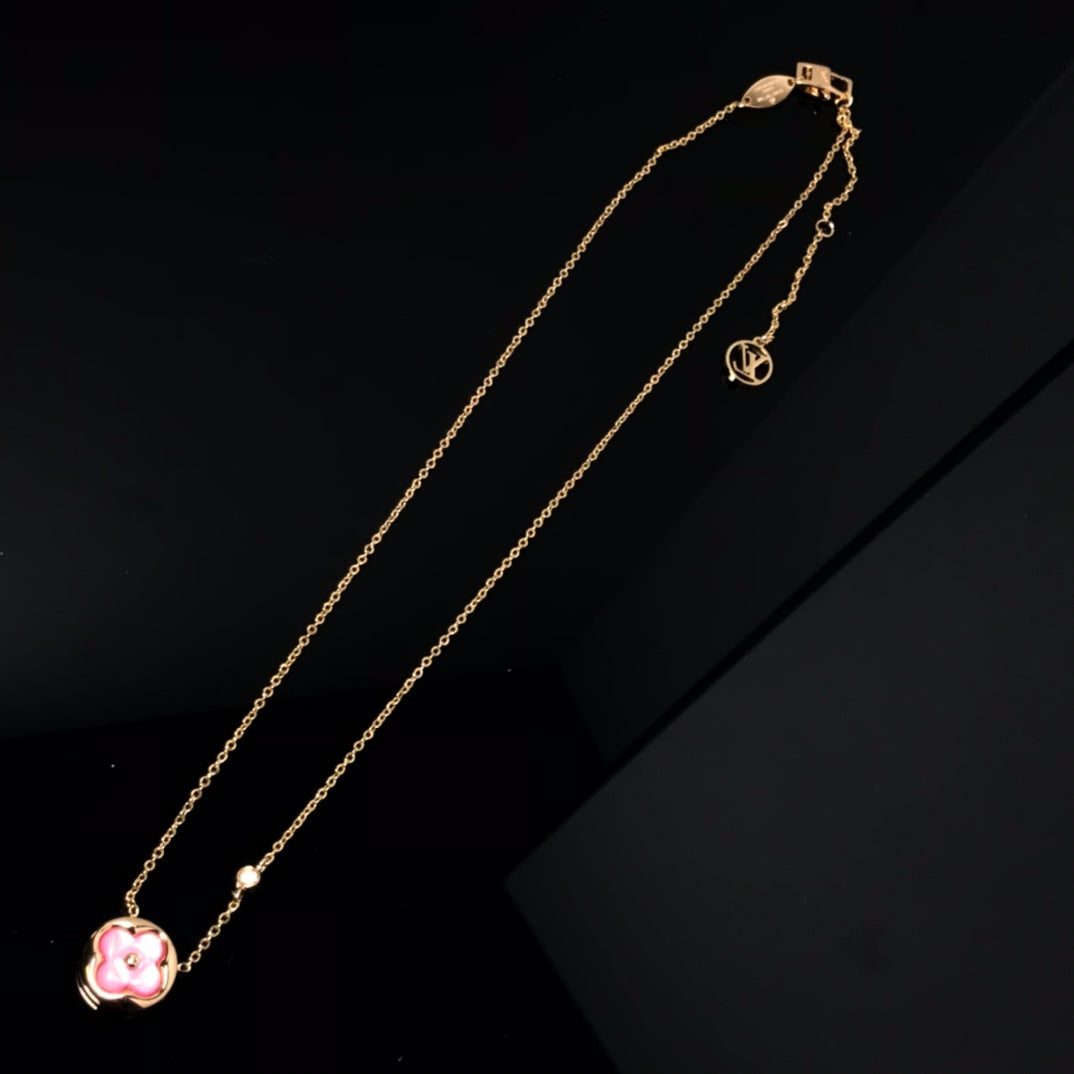 [Amore Jewelry]COLOR BLOSSOM PINK MOP SUN GOLD NECKLACE