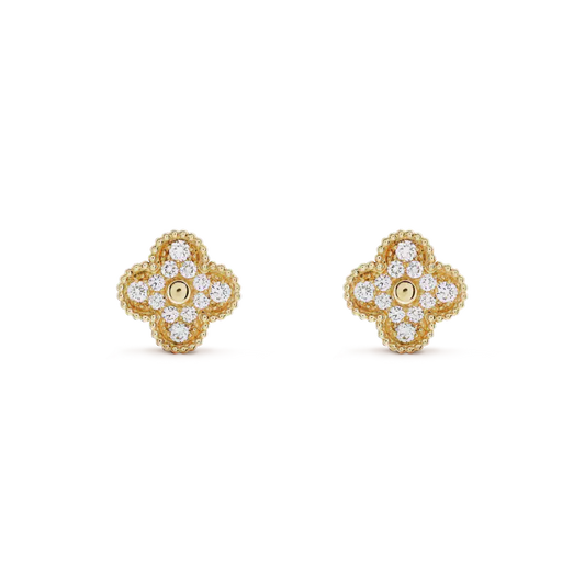 [Amore Jewelry]CLOVER MEDIUM 1 MOTIFS FUll DIAMOND EARRINGS