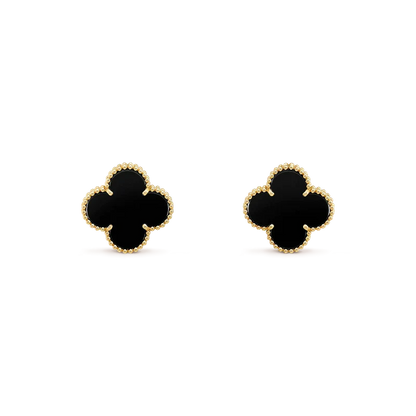 [Amore Jewelry]CLOVER MEDIUM 1 MOTIFS  ONYX STUD EARRINGS