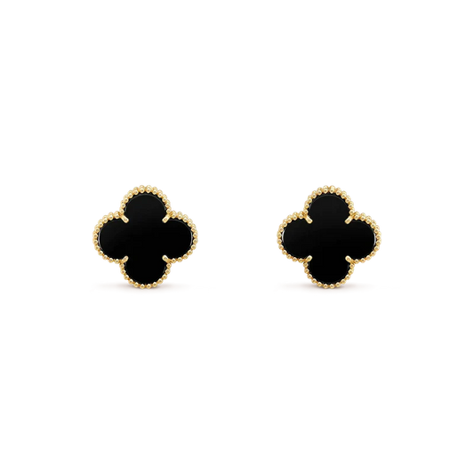 [Amore Jewelry]CLOVER MEDIUM 1 MOTIFS  ONYX STUD EARRINGS