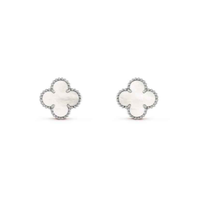 [Amore Jewelry]CLOVER MEDIUM 1 MOTIFS  WHITE MOP EARRINGS SILVER