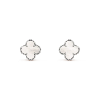 [Amore Jewelry]CLOVER MEDIUM 1 MOTIFS  WHITE MOP EARRINGS SILVER