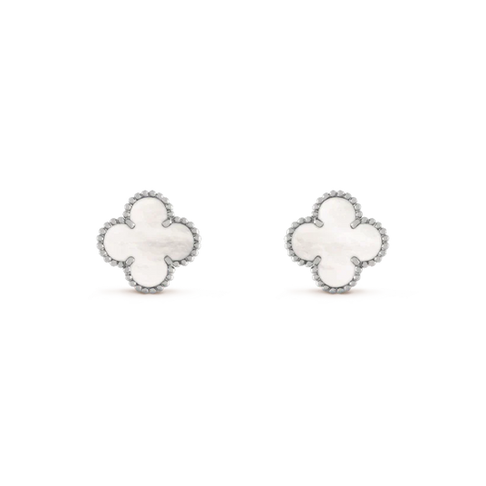 [Amore Jewelry]CLOVER MEDIUM 1 MOTIFS  WHITE MOP EARRINGS SILVER