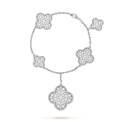 [Amore Jewelry]CLOVER 6 MOTIFS SILVER DIAMOND BRACELET