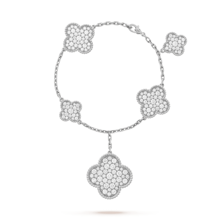 [Amore Jewelry]CLOVER 6 MOTIFS SILVER DIAMOND BRACELET