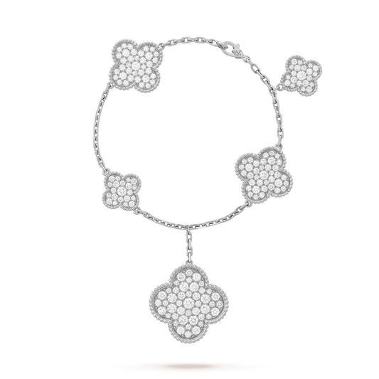 [Amore Jewelry]CLOVER 6 MOTIFS SILVER DIAMOND BRACELET
