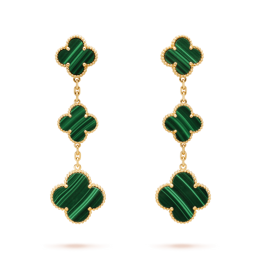 [Amore Jewelry]CLOVER MALACHITE 3 MOTIFS GOLD