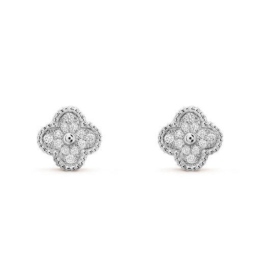 [Amore Jewelry]CLOVER MINI DIAMOND STUD EARRINGS
