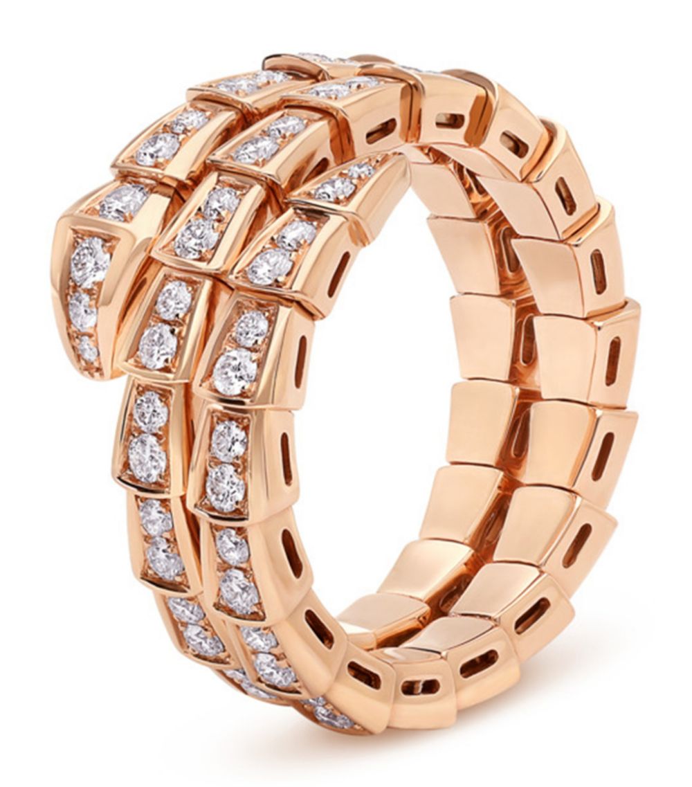 [Amore Jewelry]SERPENTI RING PINK GOLD DIAMOND DOUBLE ROW