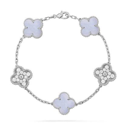 [Amore Jewelry] CLOVER 5 MOTIF PURPLE CHALCEDONY BRACELET COLLECTION