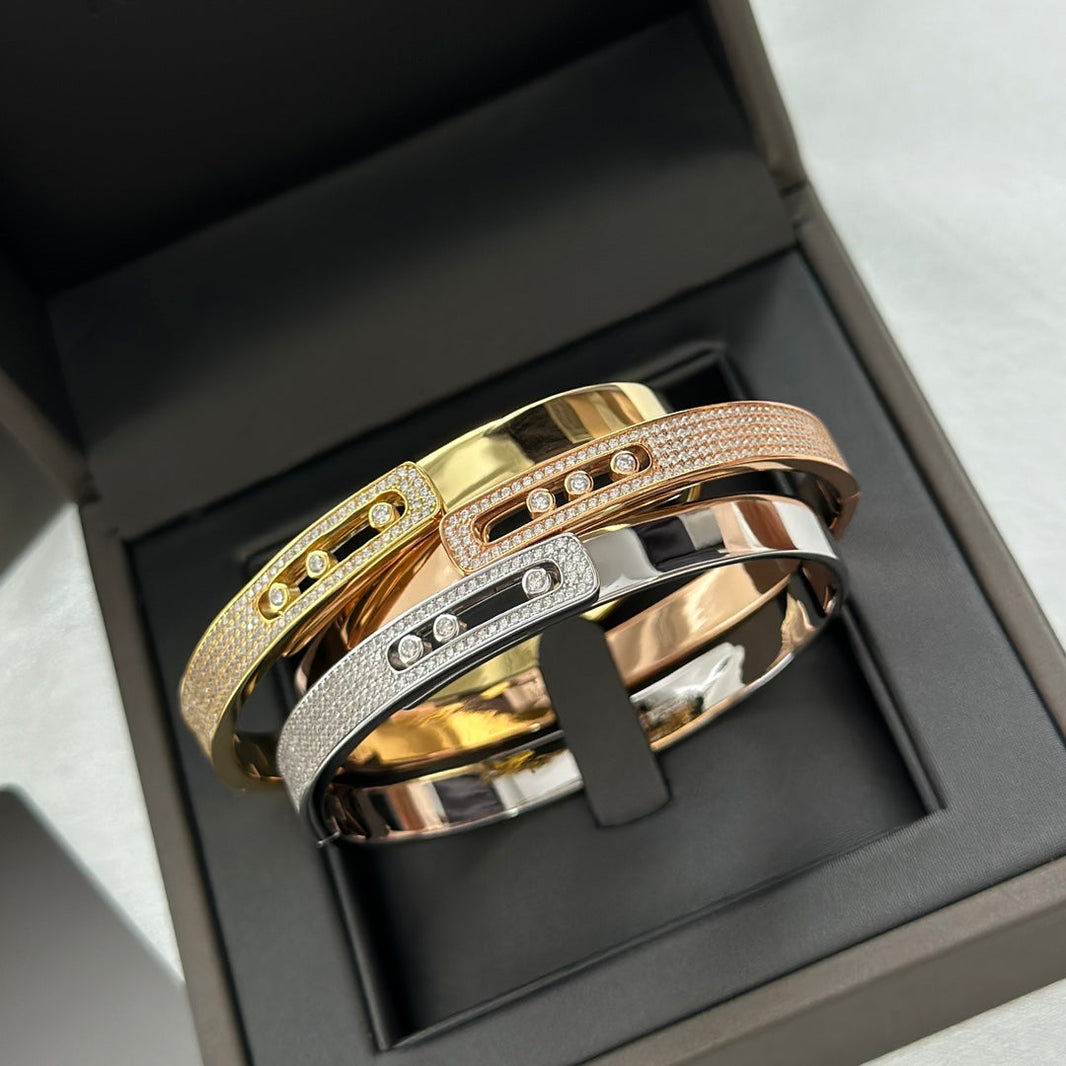 [Amore Jewelry]Move Noa Rose Gold Pavé Diamond Bangle Bracelet