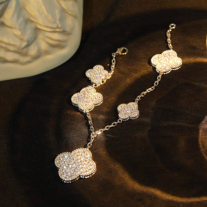 [Amore Jewelry]CLOVER BRACELET 5 MOTIF SILVER DIAMOND PAVED