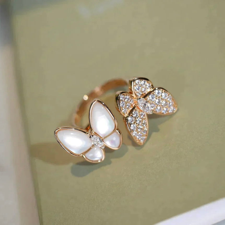 [Amore Jewelry]TWIN BUTTERFLY DIAMOND MOP RING