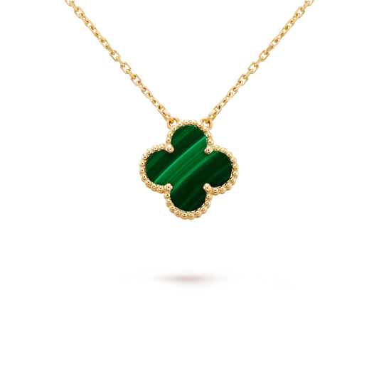 [Amore Jewelry]CLOVER 15MM MALACHITE SINGLE FLOWER  NECKLACE
