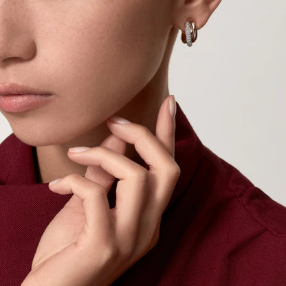 [Amore Jewelry]TRINITY HALF DIAMOND  CLASSIC EARRINGS