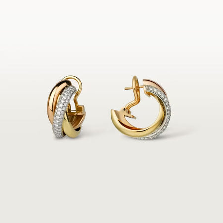 [Amore Jewelry]TRINITY HALF DIAMOND  CLASSIC EARRINGS