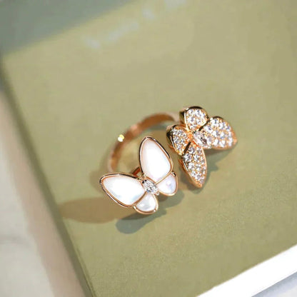 [Amore Jewelry]TWIN BUTTERFLY DIAMOND MOP RING