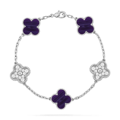 [Amore Jewelry]CLOVER 5 MOTIF PURPLE STRIPES BRACELET COLLECTION