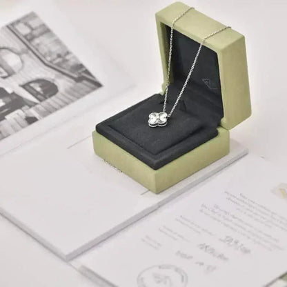 [Amore Jewelry]CLOVER  15MM DIAMOND LASER NECKLACE SILVER