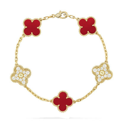 [Amore Jewelry] CLOVER 5 MOTIF RED CORNELIAN BRACELET COLLECTION
