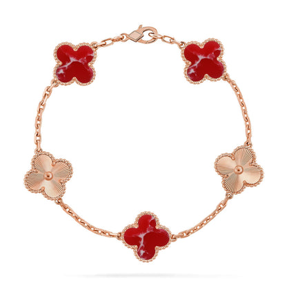 [Amore Jewelry]CLOVER 5 MOTIF RED PATTERN BRACELET COLLECTION