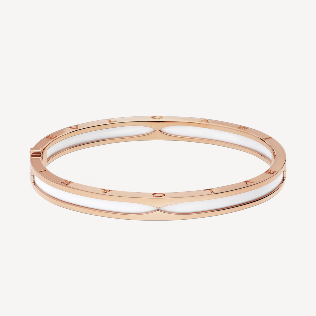 [Amore Jewelry]ZERO 1 PINK GOLD WITH WHITE CERAMIC BRACELET