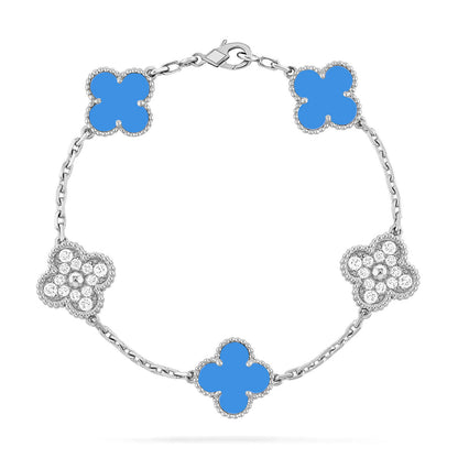 [Amore Jewelry] CLOVER 5 MOTIF BLUE AGATE BRACELET COLLECTION