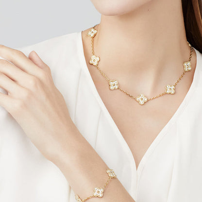 [Amore Jewelry]CLOVER 10 MOTIFS DIAMOND NECKLACE