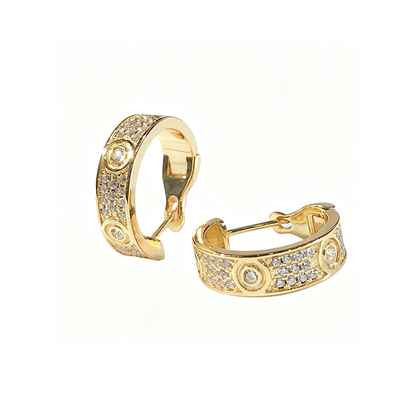 [Amore Jewelry]LOVE 5.5MM DIAMOND PAVED EARRINGS