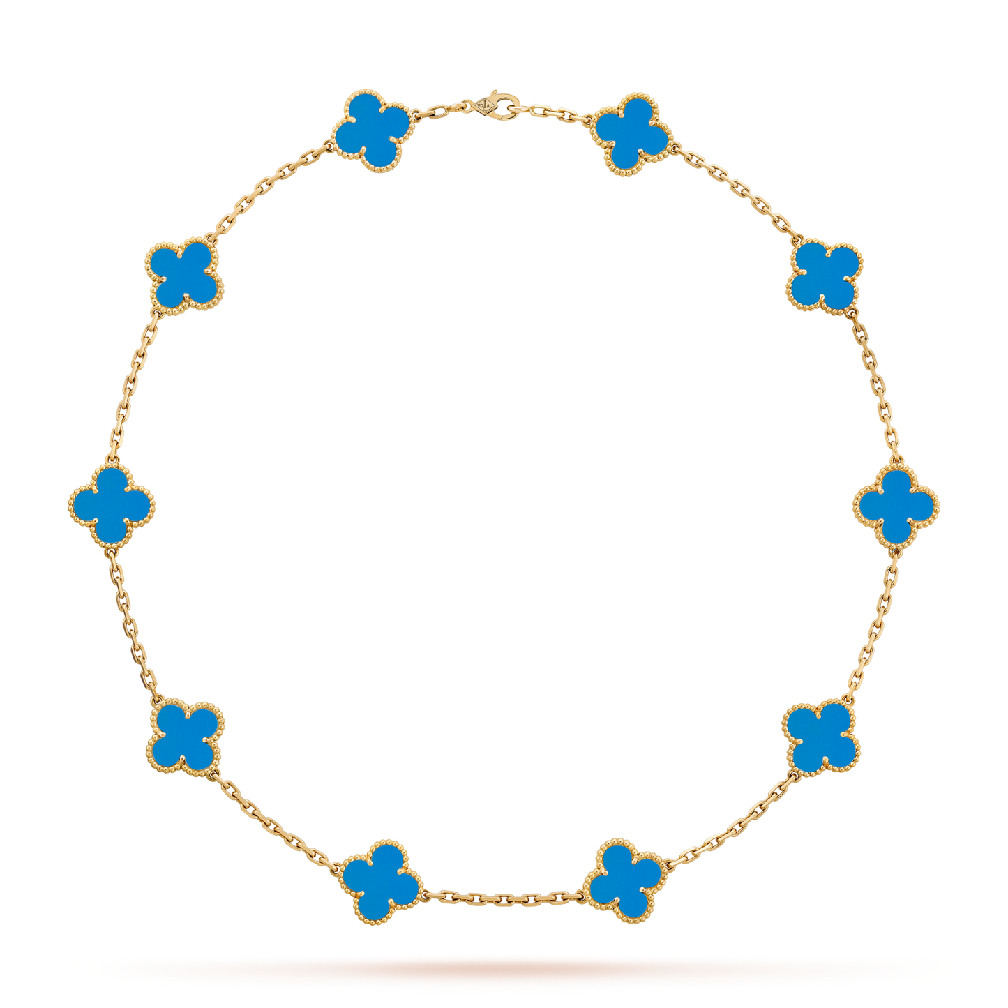 [Amore Jewelry]CLOVER 10 MOTIFS BLUE AGATE NECKLACE