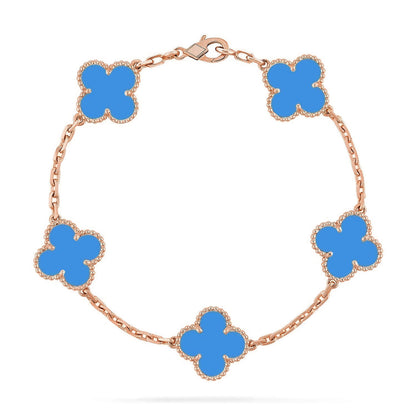 [Amore Jewelry] CLOVER 5 MOTIF BLUE AGATE BRACELET COLLECTION