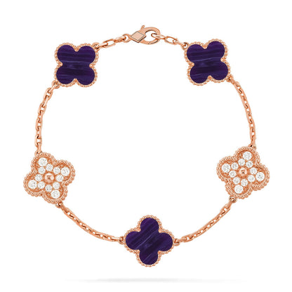 [Amore Jewelry]CLOVER 5 MOTIF PURPLE STRIPES BRACELET COLLECTION