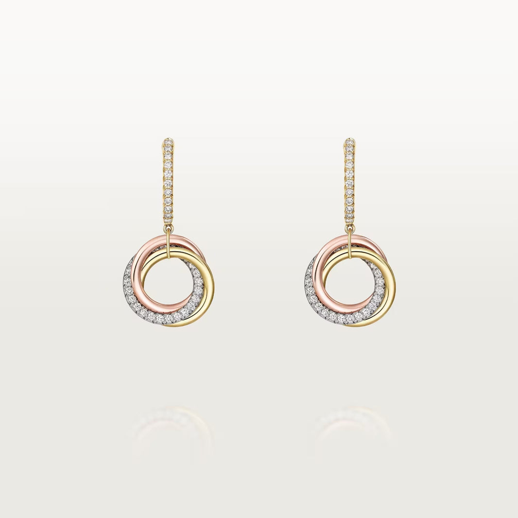 [Amore Jewelry]TRINITY HALF DIAMOND  EARRINGS