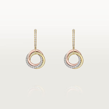 [Amore Jewelry]TRINITY HALF DIAMOND  EARRINGS